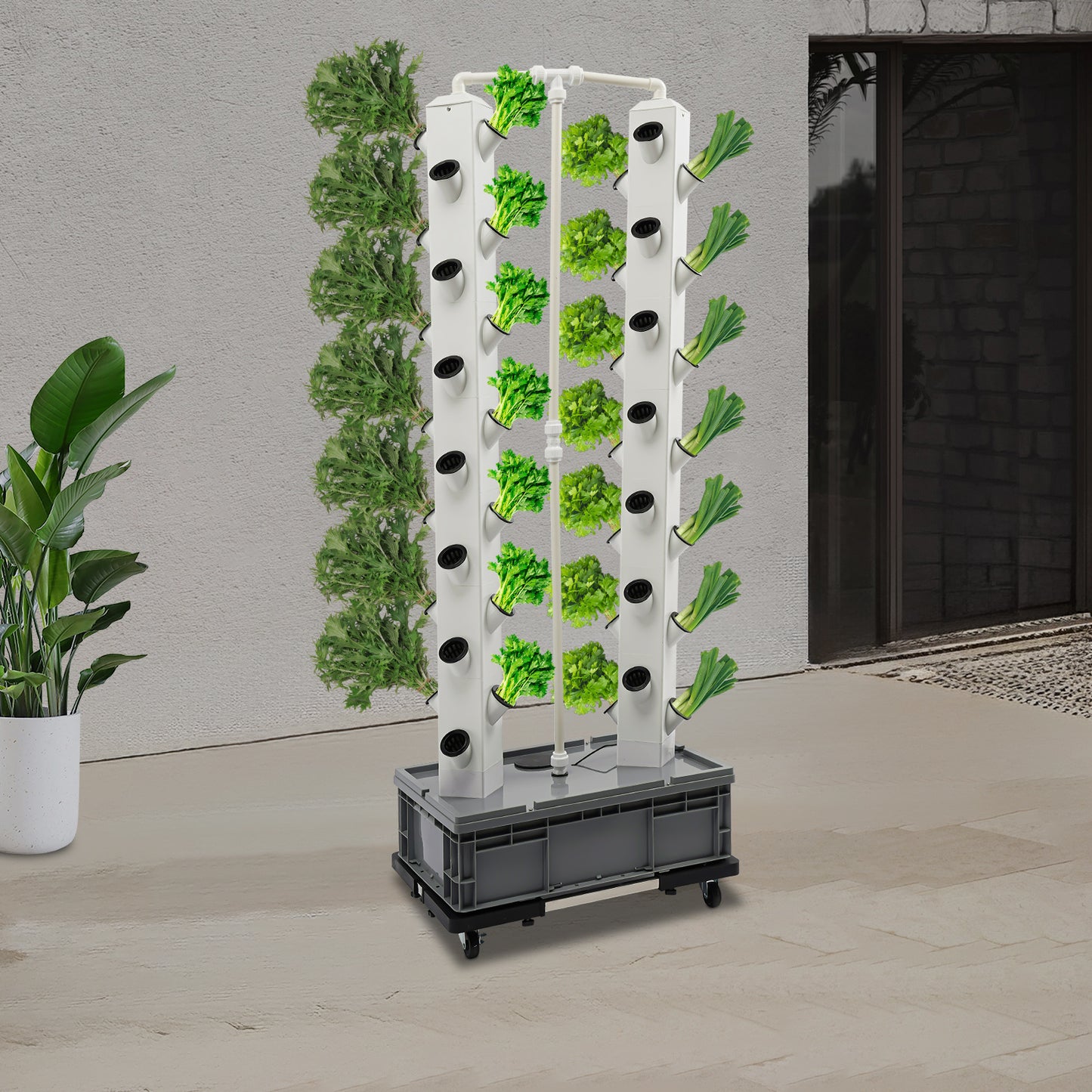Hydroponic Tuinieren – Verticale Groei Toren – Hydroponisch Kweekstation – Watercultuur Systeem – Planten Kolom Toren – Compact Designerformaat – Duurzaam PP Materiaal