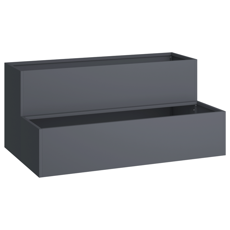Fioriera da Giardino a Due Livelli 100x60x45cm Antracite Plastica, Black Plant Pot, Pond, Pot Plant Large, Small Pot, Plane Big Pot, Balcony Planter, Patio Decoration, Geometric Planter, Sleek Garden Pot, Durable Plastic, Wea