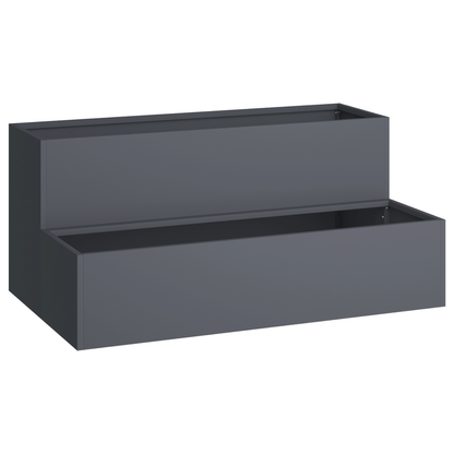 Fioriera da Giardino a Due Livelli 100x60x45cm Antracite Plastica, Black Plant Pot, Pond, Pot Plant Large, Small Pot, Plane Big Pot, Balcony Planter, Patio Decoration, Geometric Planter, Sleek Garden Pot, Durable Plastic, Wea