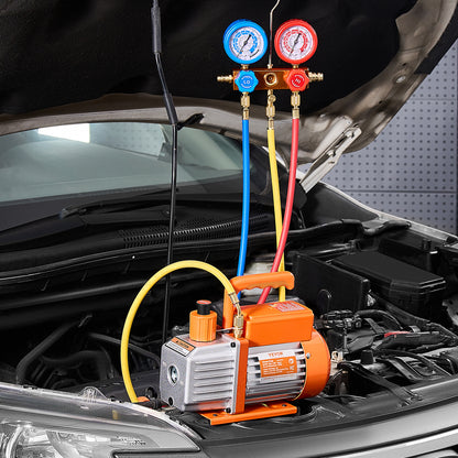 Vacuümpomp – Vacuüm Pomp – Koelvacuümpomp – HVAC Vacuümpomp – Manometer Set – Geschikt Voor Meerdere Koelmiddelen – 4,5 CFM Capaciteit