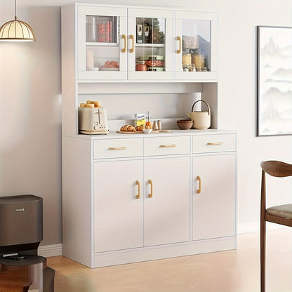 Dressoir – Buffetkast – Opbergkast – Keukenkast – Sideboard – Wit – 170x100x30 cm – 6 Deuren en 3 Lades – Vrijstaand Houten Meubel