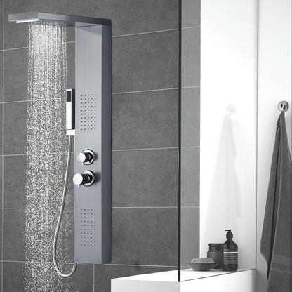 Douchepaneel – Regendouche – Waterval – Handdouche – Massageblad – 4-in-1 Functies – 304 RVS Geborsteld – Compact Design 20x47x115 cm
