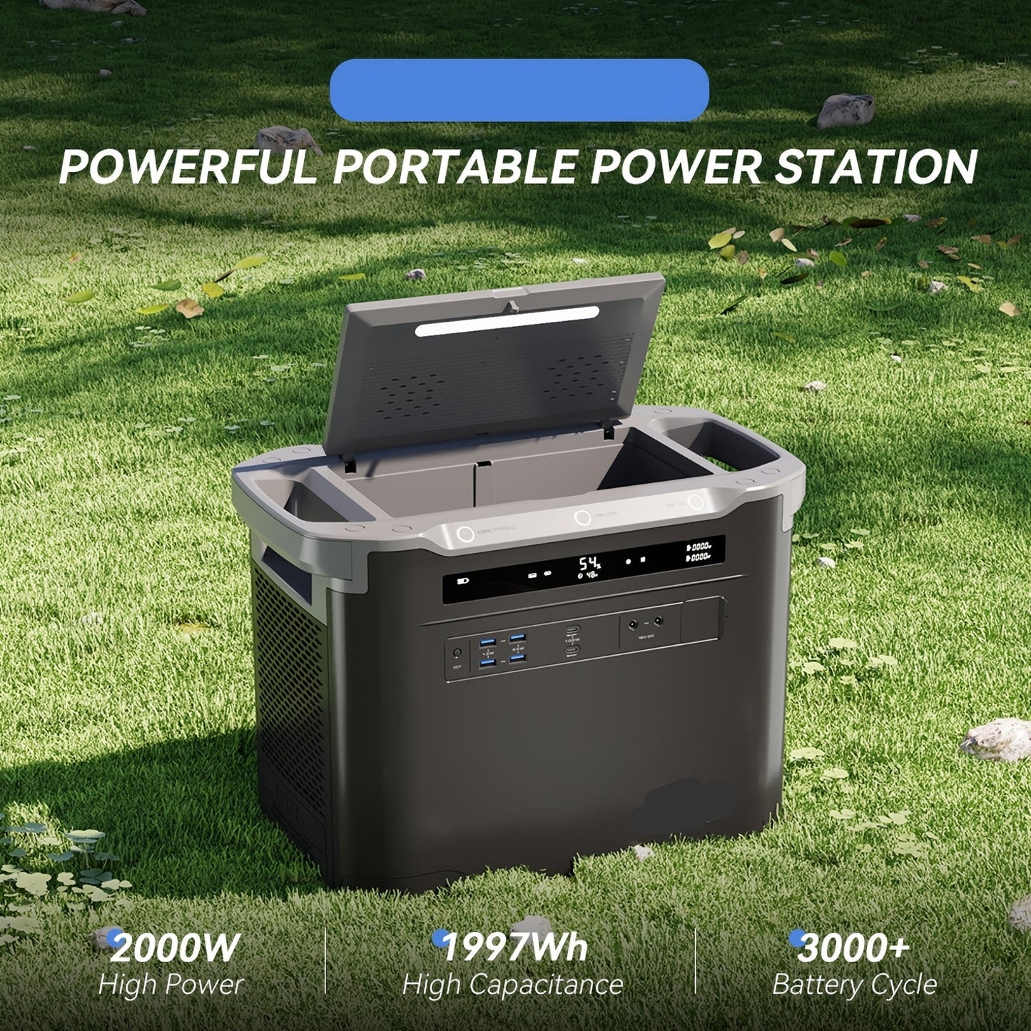 Draagbare Powerstation – Powerbank - Stroomgenerator - Mobiele Energiebron – Noodstroomvoorziening – Camping Accu – 2000W Vermogen – 1997Wh Capaciteit