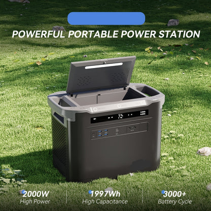 Draagbare Powerstation – Powerbank - Stroomgenerator - Mobiele Energiebron – Noodstroomvoorziening – Camping Accu – 2000W Vermogen – 1997Wh Capaciteit
