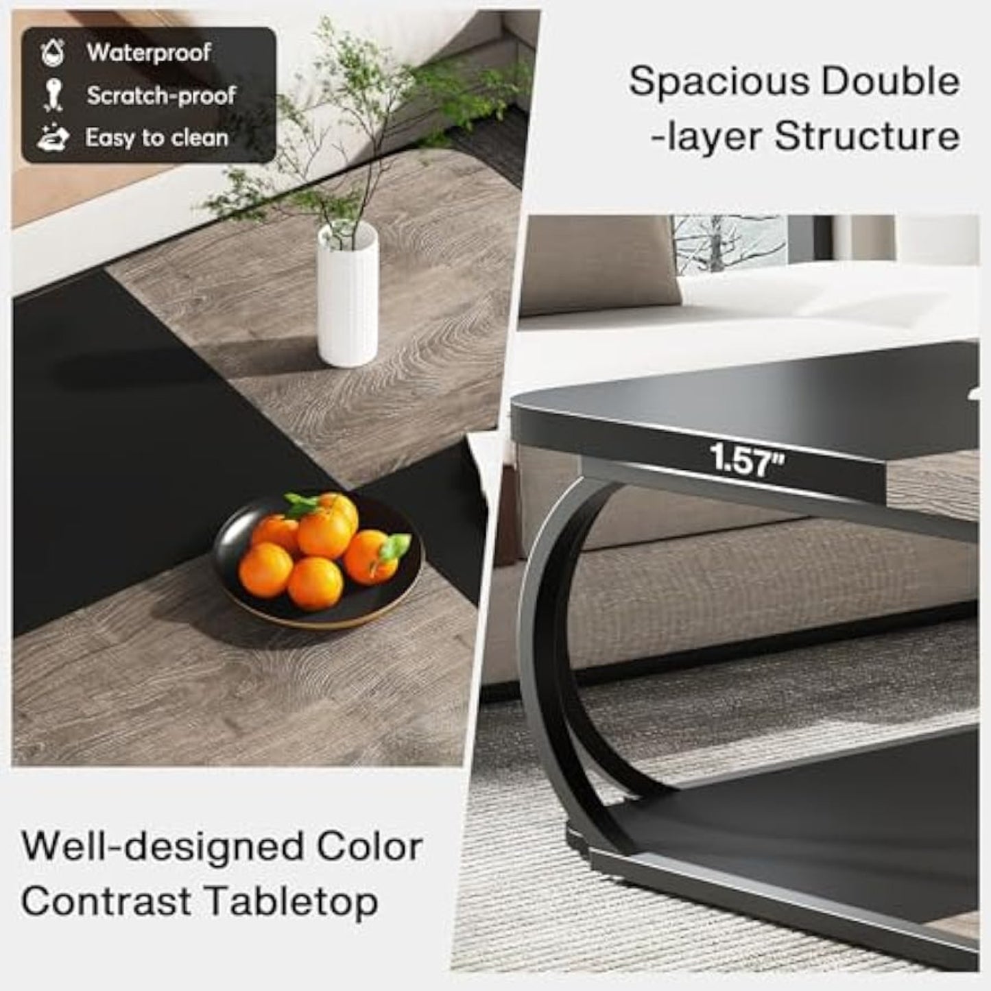 Salontafel – Koffietafel – Bijzettafel – Woonkamertafel – Tafel – Vierkant 100x100x50 cm – Hoogwaardig Composiet Hout – Modern Design Met Dubbele Laag