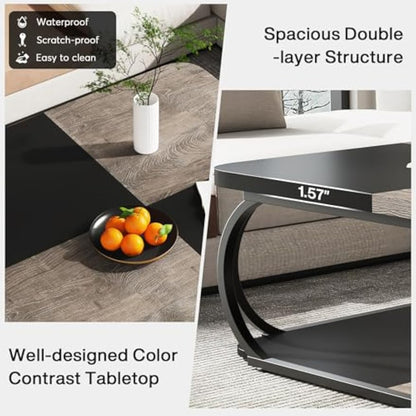 Salontafel – Koffietafel – Bijzettafel – Woonkamertafel – Tafel – Vierkant 100x100x50 cm – Hoogwaardig Composiet Hout – Modern Design Met Dubbele Laag