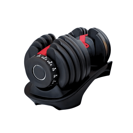 Verstelbare Dumbbell – Halter – Fitness Gewicht – Trainingsgewicht – Dumbbell Set – 15 Gewichtsniveaus 2,5-24 kg – Duurzaam Staal & Comfortabele Grip – Rood