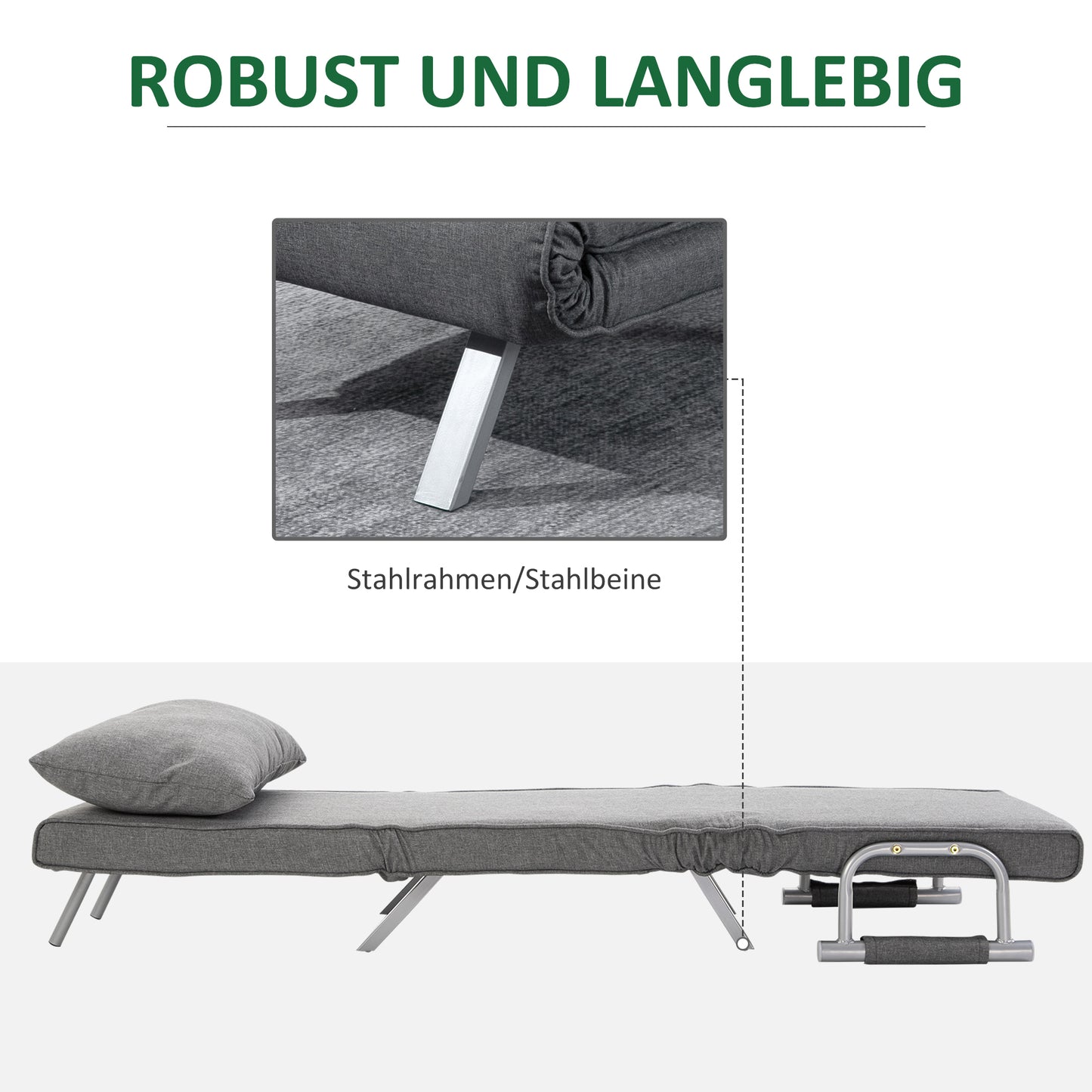 Relaxation Chair Recliner, Reclining Function, Guest Bed, 65 cm x 69 cm x 80 cm, Gray