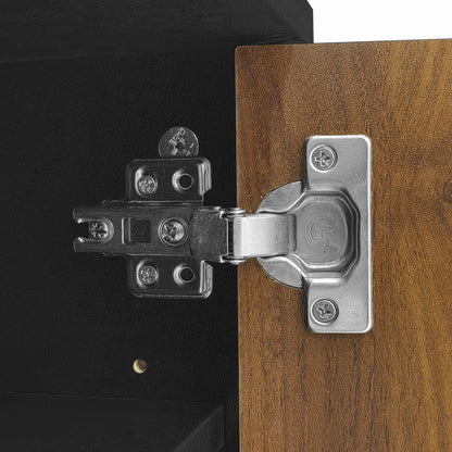 Tv-Kast – Tv-Meubel – Lowboard – Mediameubel – Tv-Dressoir – Zwart Met Houtlook – Golvend Design – 180x38x50 CM – Ruime Opbergruimte – Stevige Constructie