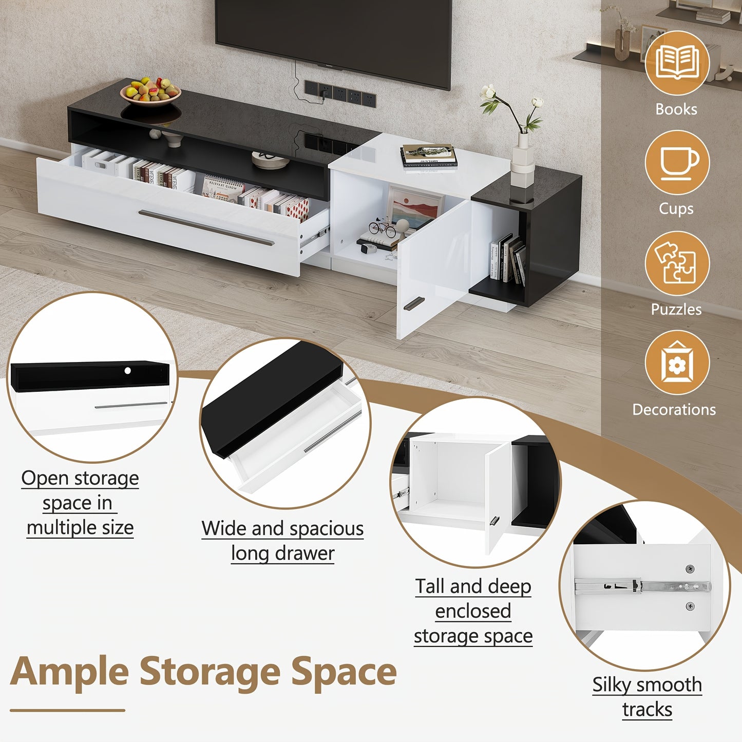 tv-meubel – tv-kast – tv-dressoir – tv-lade kast – tv-bord – Hoogglans Afwerking – Geschikt Voor Tv’s Tot 70 Inch