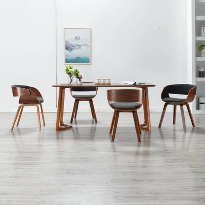 Eetkamerstoel – Eettafelstoel – Keukenstoel – Stoel – Kuipstoel – Set van 4 – Zachte Grijze Stof – Duurzaam Houten Frame