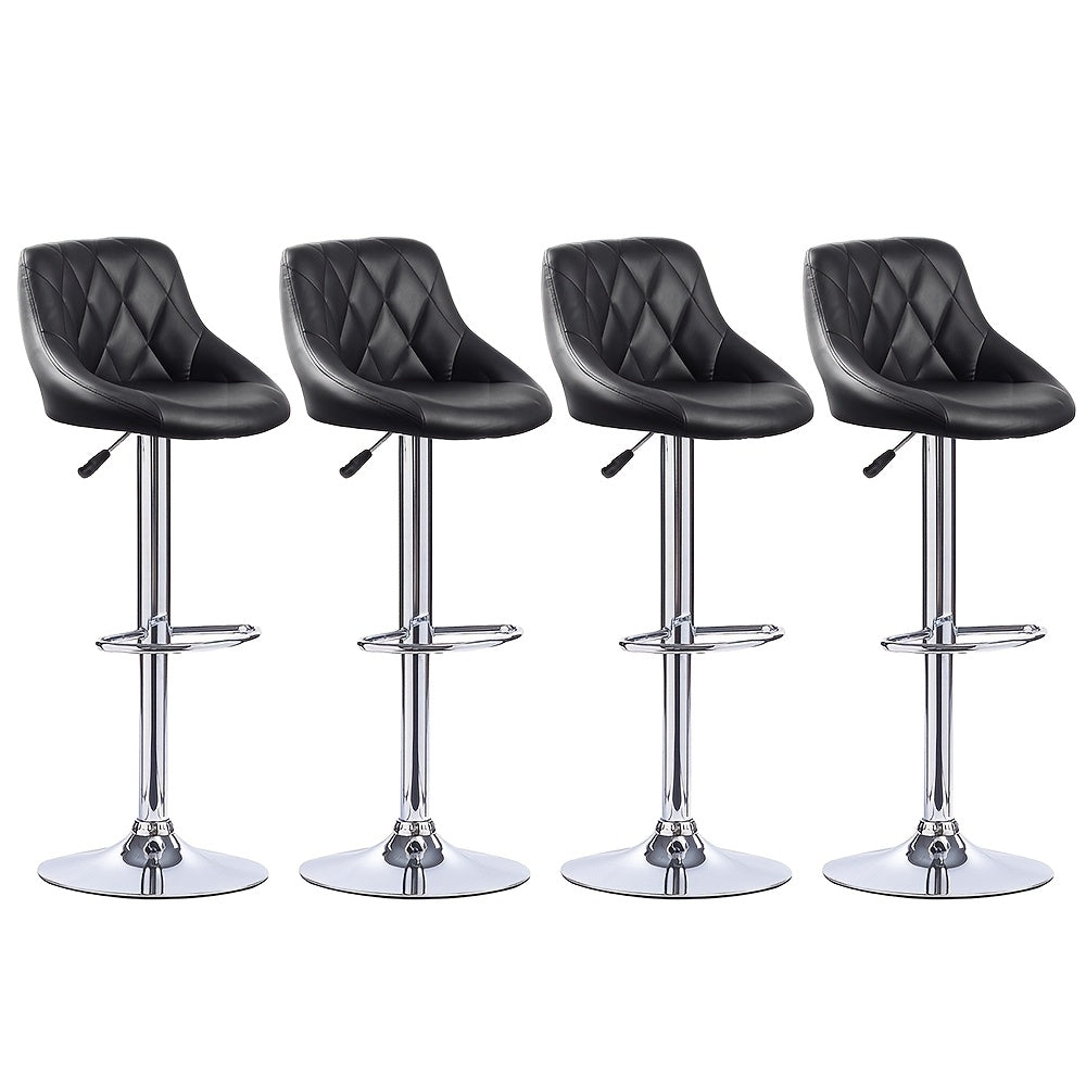 Barkrukken – Barstoelen – Barstoelen Set – Keukenstoelen – Barkrukken Set van 4 – Verstelbaar Hoogte 53-73 cm – 360° Draaibare Kunstleren Ovale Zitting – Ergonomische Rugleuning met Voetensteun – Metaal Frame – Zelfmontage