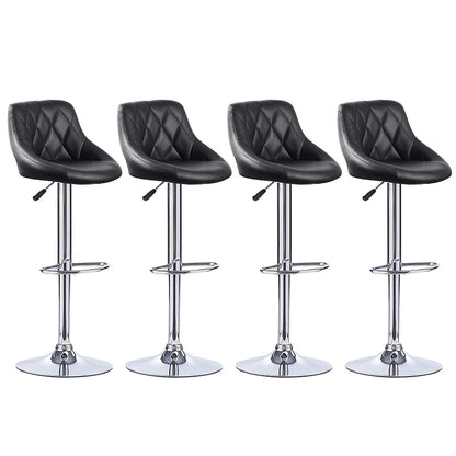 Barkrukken – Barstoelen – Barstoelen Set – Keukenstoelen – Barkrukken Set van 4 – Verstelbaar Hoogte 53-73 cm – 360° Draaibare Kunstleren Ovale Zitting – Ergonomische Rugleuning met Voetensteun – Metaal Frame – Zelfmontage