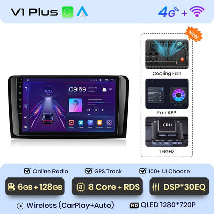 2Din Android Autoradio – Multimedia Speler – Touchscreen Stereo – CarPlay Android Auto – 4G GPS Navigatie – 6GB RAM 128GB Opslag – Draadloos CarPlay – IPS Scherm 9 Inch
