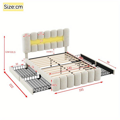 Bedframe – Bed – Platformbed – Opberglades – Slaapbank – Modern Design – Draadloos Stereosysteem – Gemakkelijk Te Monteren