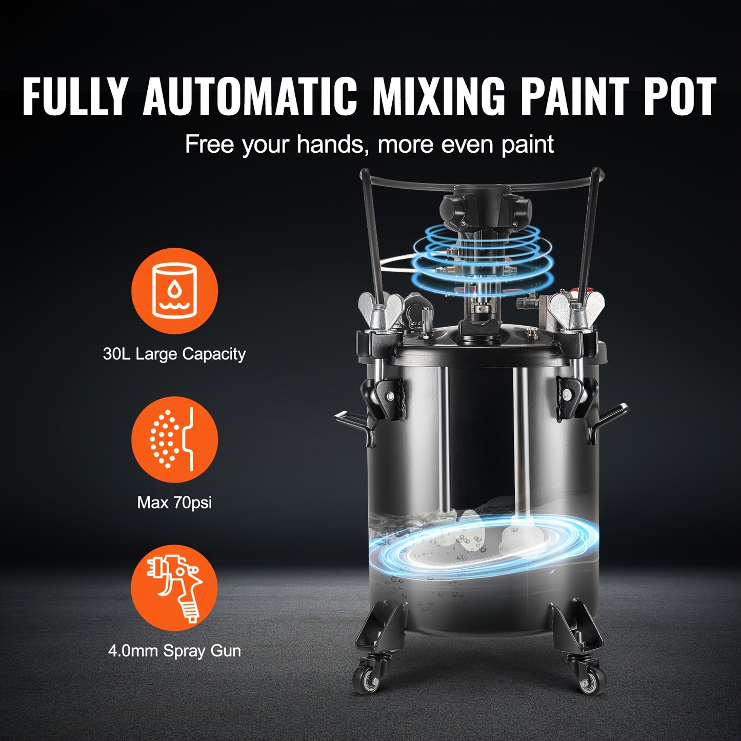 Verfspuit – Spuitverf Tank – Verfpomp – Spuitpistool – Druktank – 30L Capaciteit – Automatisch Roersysteem