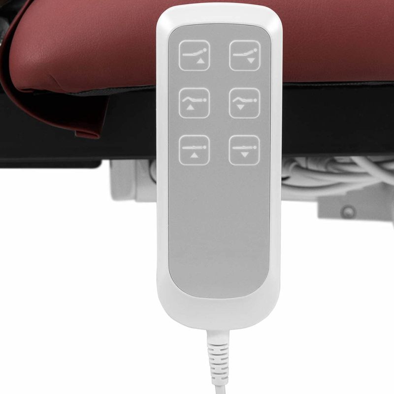 Massagetafel – Behandelbank – Massagebed – Behandeltafel – Massagebank – Elektrisch verstelbaar – Max Draagvermogen 250 KG – 3 Motoren – Luxe bordeaux kunstleer