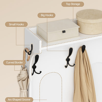 Kapstok – Schoenenrek – Garderobekast – Wandkapstok – Halmeubel – Wit – 5-in-1 Multifunctioneel Design – Verstelbare Planken