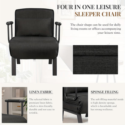 Fauteuilbed – Relaxstoel – Slaapstoel – Slaapbank – Opvouwbare Fauteuil – Metalen Frame Tot 150kg – Memory Foam Kussen