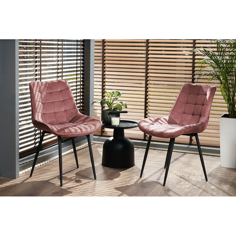Roze Eetkamerstoel – Velvet Stoel – Vintage Stoel – Armstoel – Woonkamerstoel – Set Van 2 – Fluweelzachte Bekleding – Stevige Metalen Poot