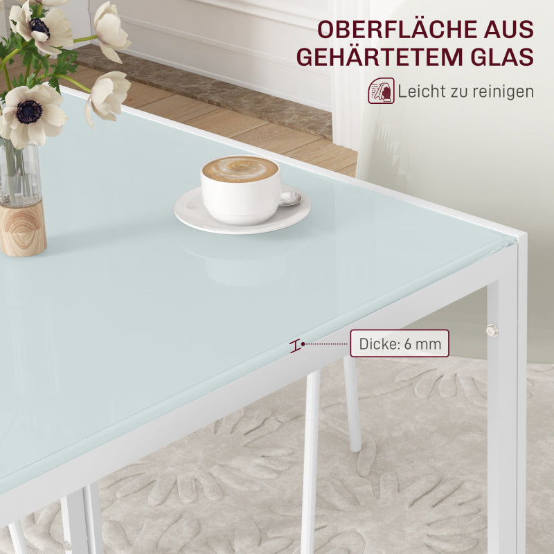 Eettafel – Keukentafel – Tafel – Dinertafel – Vierkante tafel – Compact 75x75x75 cm – Hoogwaardig gehard glas – Stevig metalen frame
