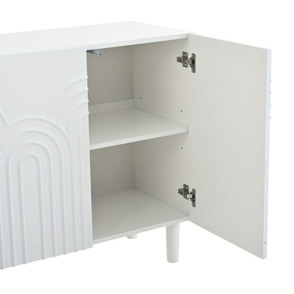 Large Capacity Modern Metal Storage Cabinet with 3 Doors & Adjustable Partitions - Heavy-Duty Contemporary Sideboard with Spacious Drawers, 120x38.5x79cm, MDF-Like for Living Room, Bedroom, Hallway - Space-Saving Furniture
