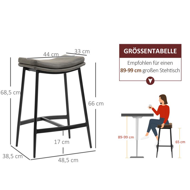 Barstoel – Barstoel Met Rugleuning – Keukenstoel – Kruk – Barkruk – Gestoffeerde Zitting – Stalen Frame – Max 120 Kg Draagkracht – Counterhoogte