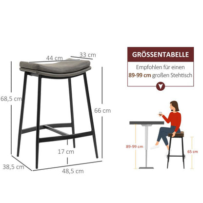 Barstoel – Barstoel Met Rugleuning – Keukenstoel – Kruk – Barkruk – Gestoffeerde Zitting – Stalen Frame – Max 120 Kg Draagkracht – Counterhoogte