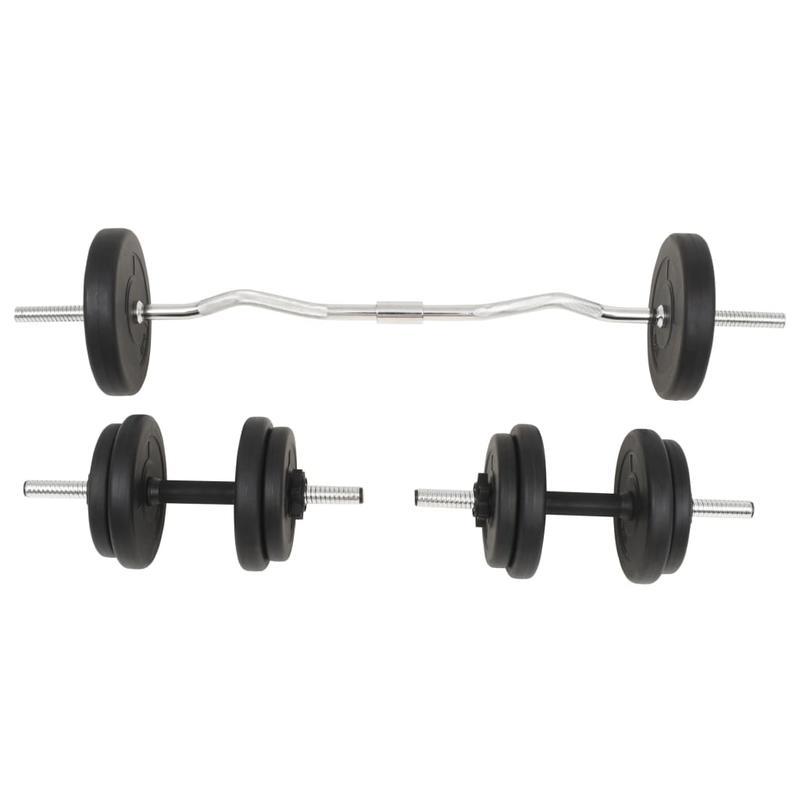 Dumbbell Set – Barbell Set – Gewichtenset – Halterset – Krachttrainingsset – 30 kg totaalgewicht – Duurzaam cement en staal
