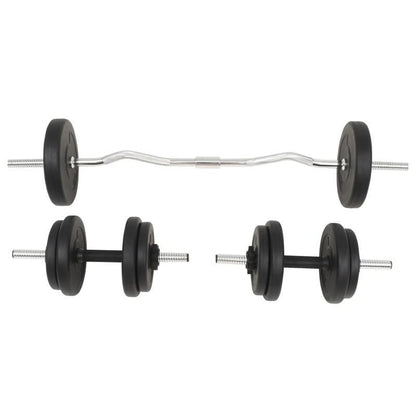 Dumbbell Set – Barbell Set – Gewichtenset – Halterset – Krachttrainingsset – 30 kg totaalgewicht – Duurzaam cement en staal