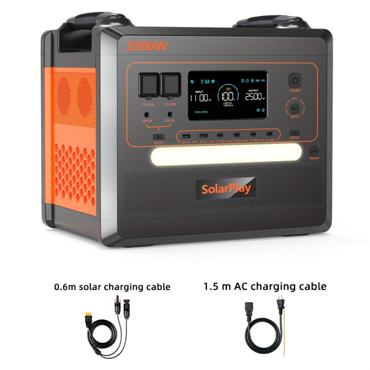 Zonnegenerator – Draagbare Stroomgenerator – Powerstation – Noodstroomaggregaat – 2500W Vermogen – Snel Opladen in 1,5 Uur
