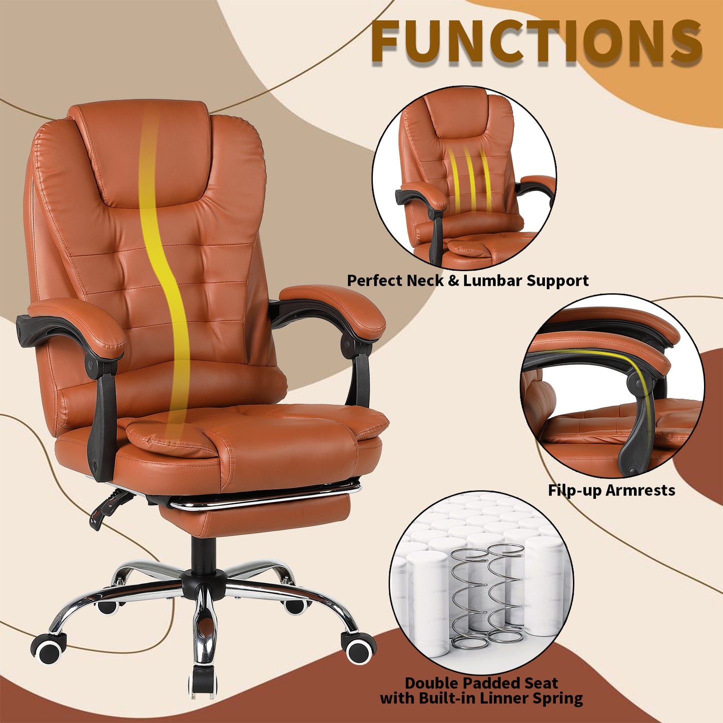 Ergonomische Gamingstoel – Bureaustoel – Draaistoel – Kantoorstoel – Gamestoel – Verstelbare Hoofdsteun – Memory Foam Zitting