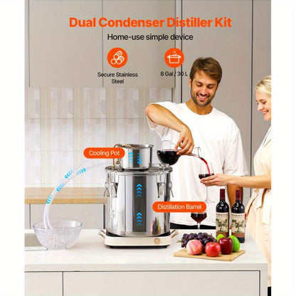 Distilleerketel – Distilleerketel Set – Alcohol Distilleerkit – Thuisbrouwset – 8 Gallon RVS – Grote Inhoud – Duurzaam Roestvrij Staal