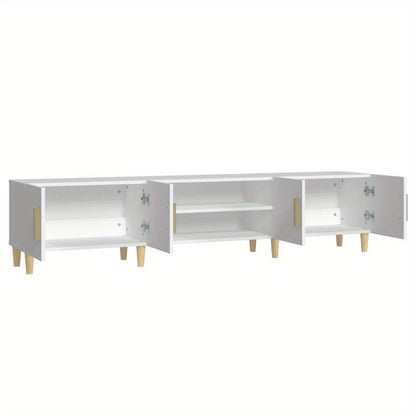 TV Meubel – TV Kast – TV Meubelkast – TV Dressoir – Tv Meubel Wit – Massief Eucalyptus Hout – 180x31,5x40 cm – Minimalistisch Design Met Deuren En Planken