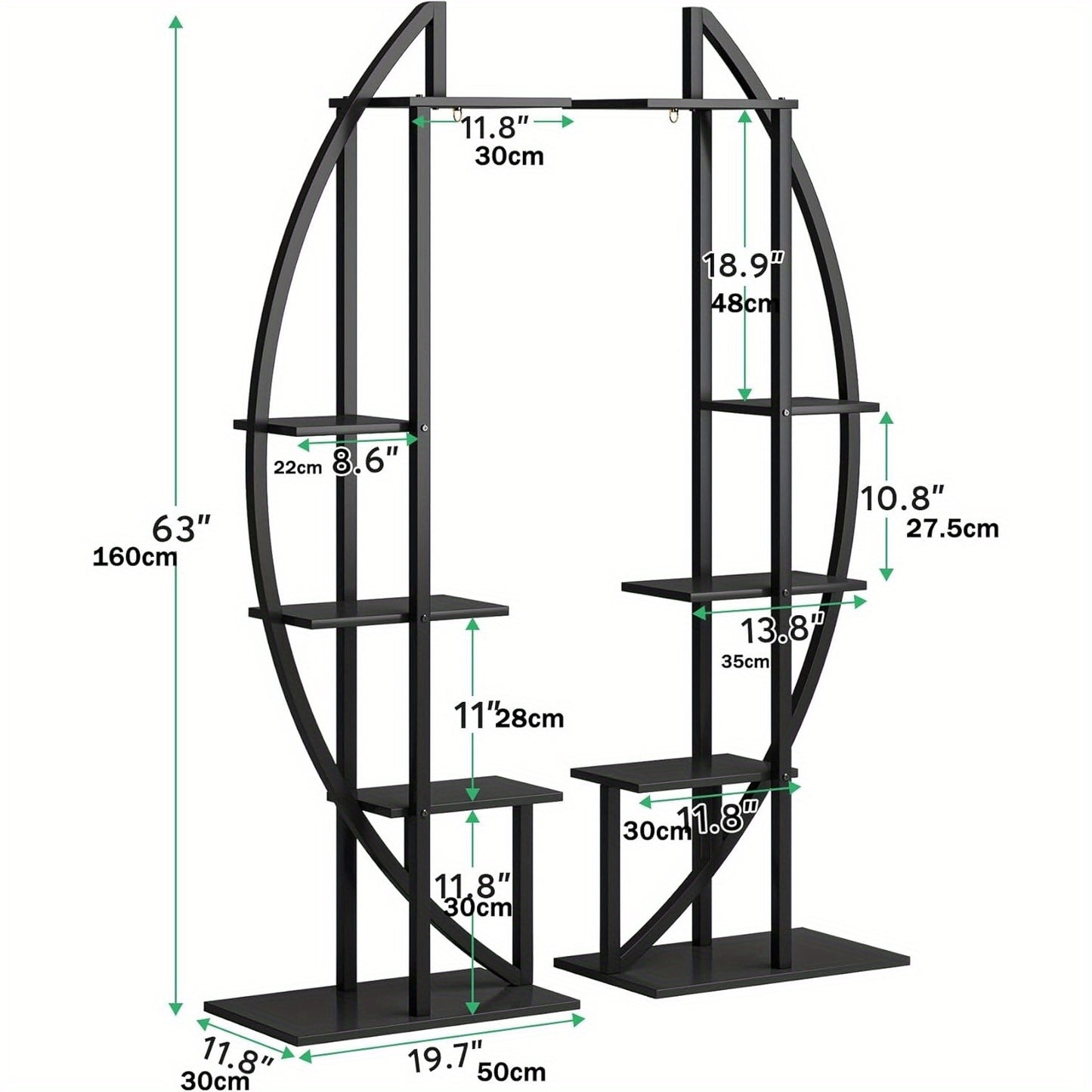 Plantenrek – Plantenstandaard – Plantenhouder – Plantentafel – Plantenetagère – 5 Lagen – Metalen Stevige Constructie – Modern Ovaal Design – Geschikt Voor Binnen & Buiten – Set Van 2