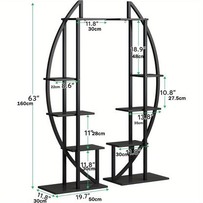Plantenrek – Plantenstandaard – Plantenhouder – Plantentafel – Plantenetagère – 5 Lagen – Metalen Stevige Constructie – Modern Ovaal Design – Geschikt Voor Binnen & Buiten – Set Van 2