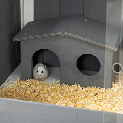 Hamsterkooi – Dwergcavia Kooi – Kleine Dieren Kooi – Houten Kooi – Metalen Kooi – Donkergrijs Wit – 3000 cm² Ruimte – Acryl Schuifdeuren
