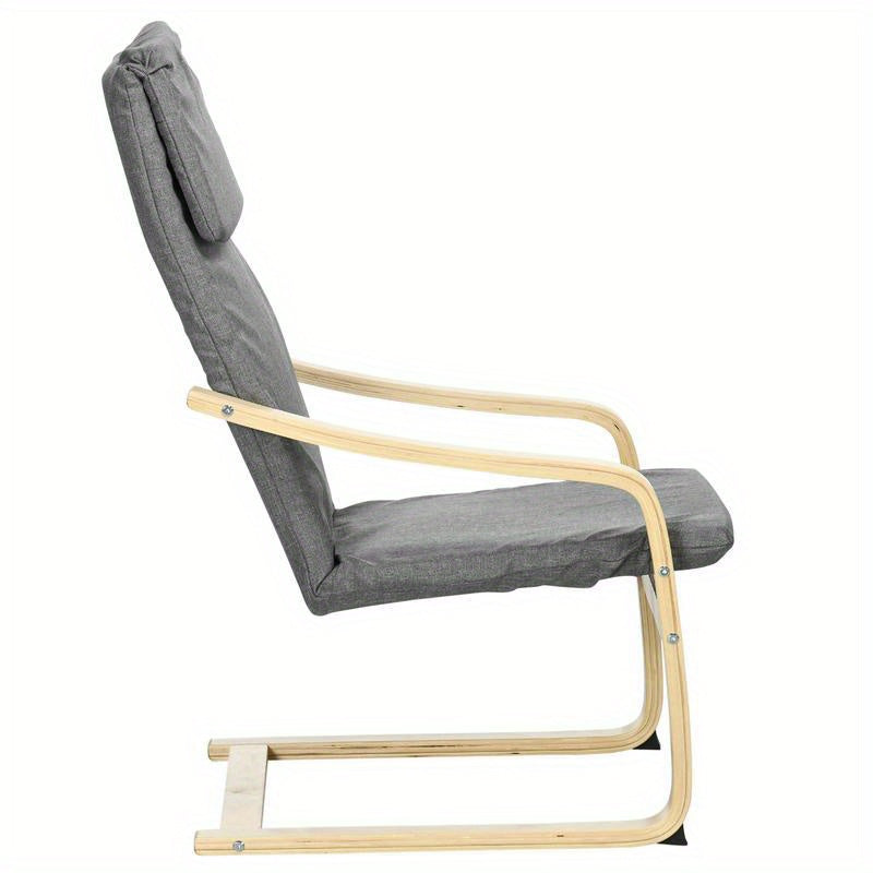 Modern Lounge Armchair with Headrest & Armrests - Gray -Look Upholstery, Frame & Foam - Easy Assembly Multifunctional Accent Chair for Living Room, Bedroom, Balcony - Beige/ (No Fabric
