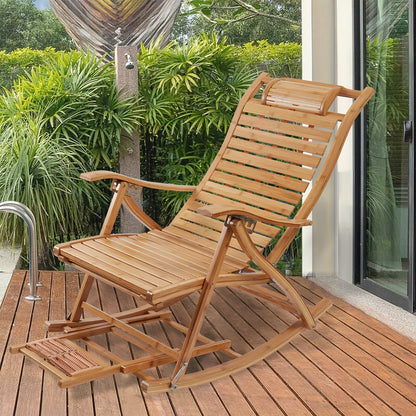 Schommelstoel – Relaxstoel – Fauteuil – Loungestoel – Tuinstoel – Inklapbaar & Verstelbare Rugleuning – Stevig Stalen Frame Met Weerbestendig Kunststof Vlechtwerk – Draagvermogen 200 kg