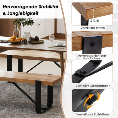 Halbank – Schoenenbank – Zitbank – Opbergbank – Eetkamerbank – Met Stabiel Metalen Frame – Belastbaar Tot 300 Kg – 152,5 Cm Lang – Rustieke Houtnerf