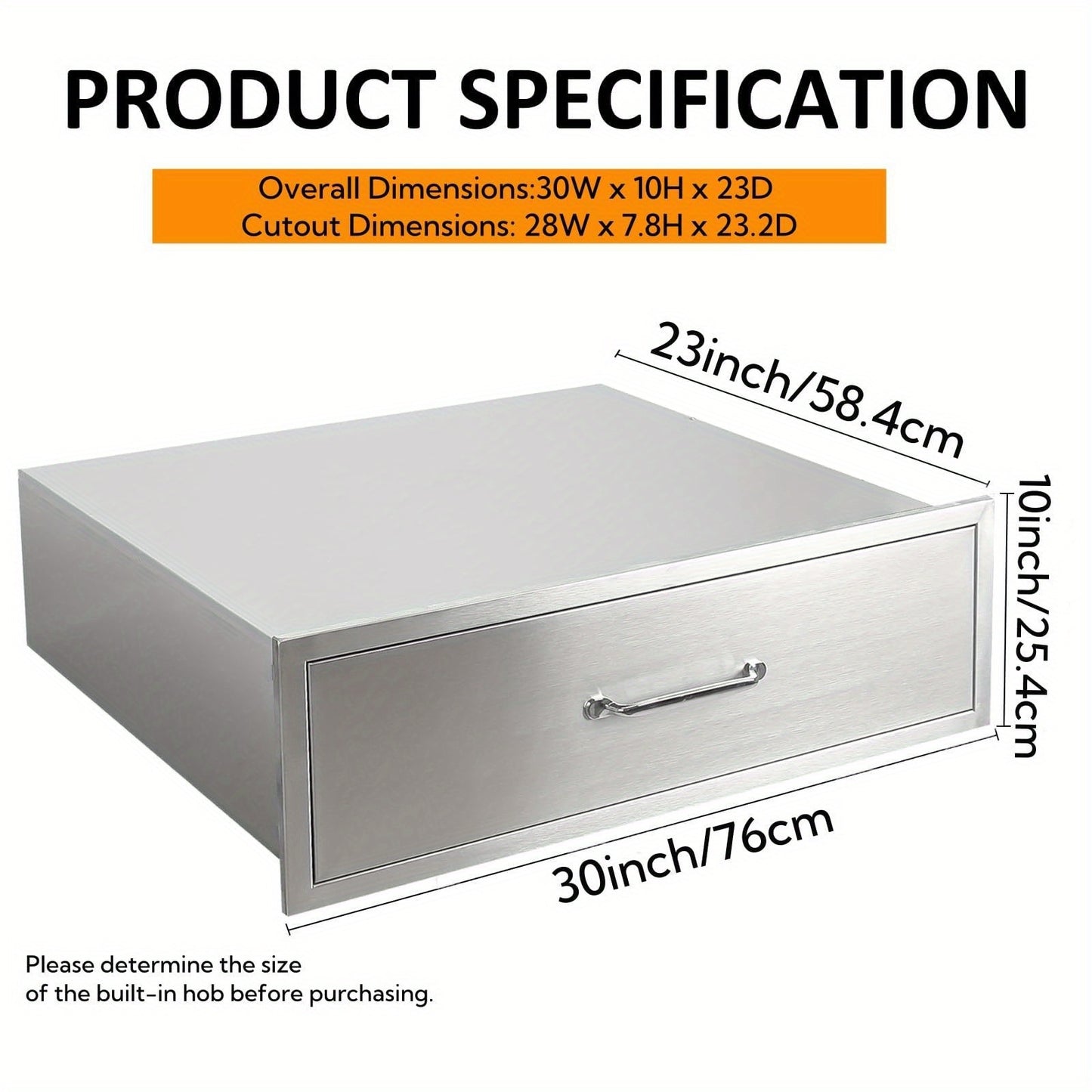 Keukenwandkastlade RVS – Keukenlade – Opberglade – Keukenkastlade – Lade Onder Kast – Ruimtebesparend – Water- En Krasbestendig – 76,2x25,4x58,42 cm – Soepel Glijsysteem – Eenvoudige Installatie