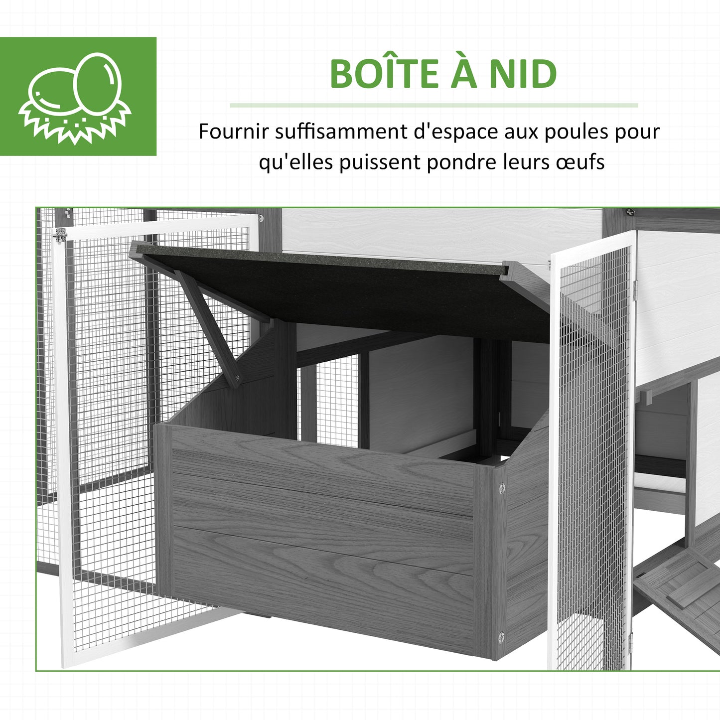 Kippenhok – Kippenren – Pluimveestalling – Dierenhok – Houten Hokken – Modulair Ontwerp – Ruim 247x125x113,5 cm – Waterdicht UV-bestendig Dak
