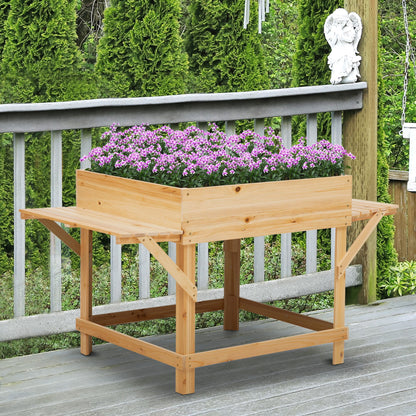 Hoogte plantenbak – Verhoogde plantenbak – Bloembak – Tuinbak – Plantenbak op poten – Natuurlijk dennenhout – Zijplanken en non-woven filterdoek – 130x75x75 cm