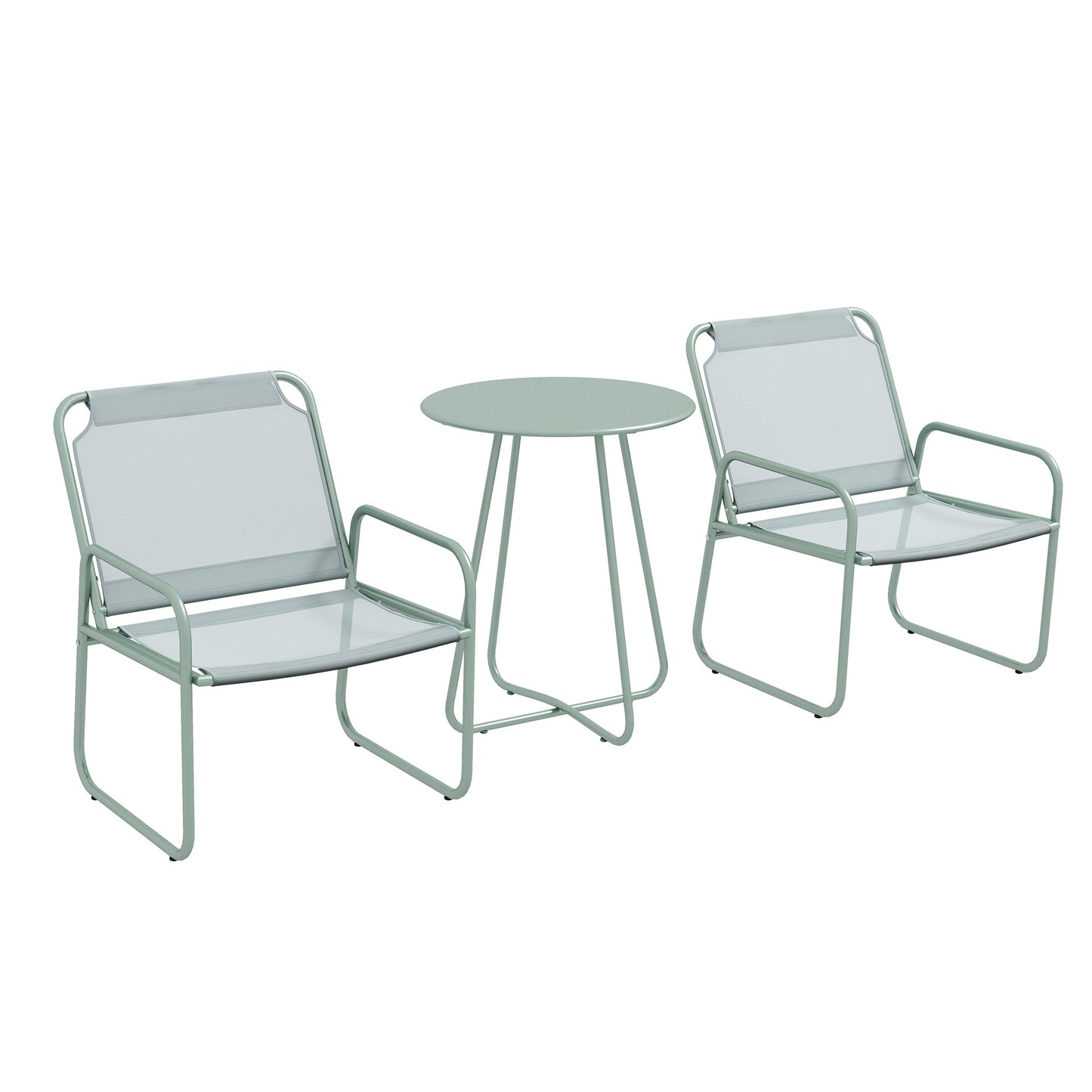 Tuinset – Tuinmeubelset – Bistroset – Balkonset – 3-delig Groen – Ademend Stof – Compact Rond Tafel 60 cm