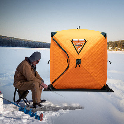 IJsvistent – Vis Shelter – Pop-up Tent – Wintertent – Kampeertent – 1-2 Personen – Geïsoleerd Met Dikker Katoen – Wind- en Sneeuwbestendig – Oranje