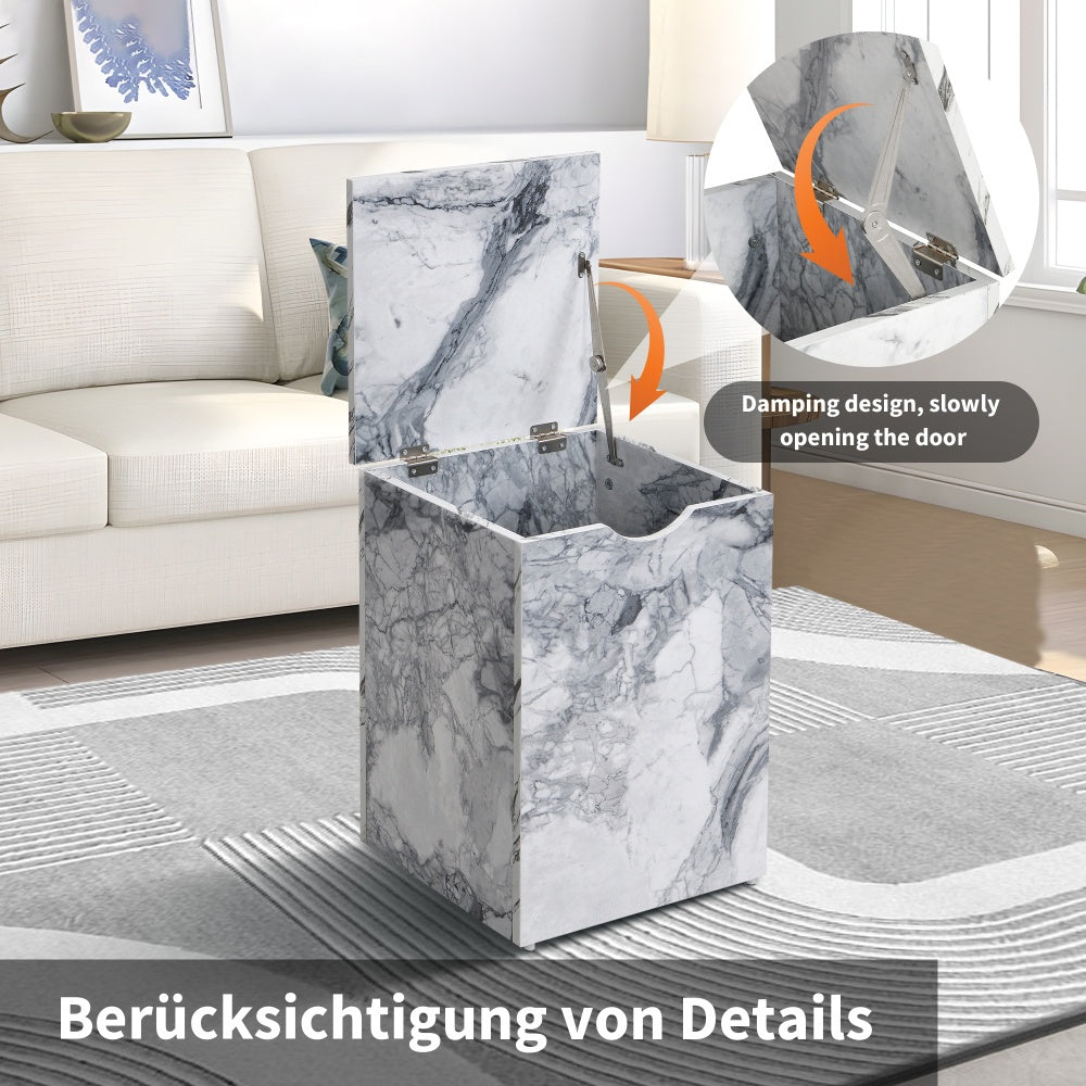 Salontafel – Bijzettafel – Koffietafel – Sofa Tafel – Balkon Tafel – Marmerlook MDF – Set Van 2 – Met Opbergruimte – Flexibel Plaatsbaar