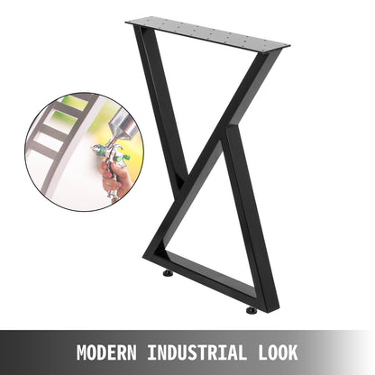 Tafelpoten – Meubelpoten – Onderstel – Bureaupoten – Zwarte Metalen Poten – 71 cm Hoogte – Extra Stevig Zigzag Design