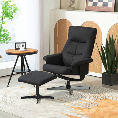 Draaifauteuil – Relaxstoel – Schommelstoel – Fauteuil Met Voetenbank – Lounge Chair Zwart – Fluwelen Bekleding – Schommelfunctie – Draaibaar – Max 150 kg