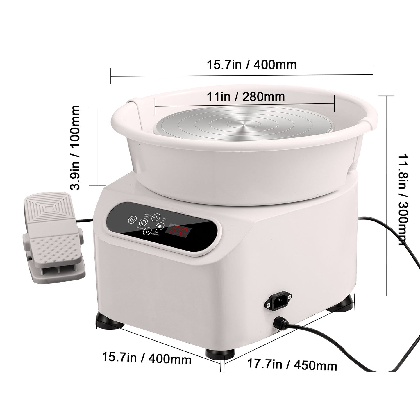 Keramiekwiel – Keramiekdraaischijf – Pottenbakkerswiel – Draaischijf Klei – Voetpedaal bediening – 350W Aluminiumlegering – 28 cm diameter