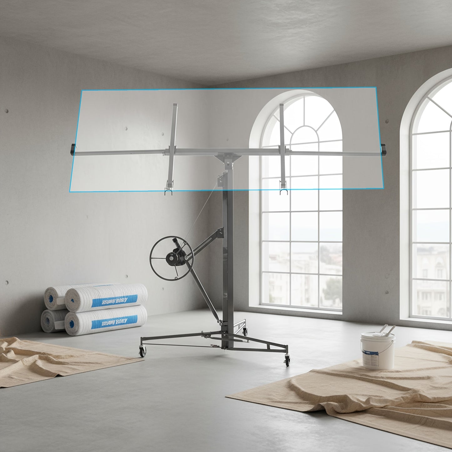 Panelenlift – Gipsplaatlift – Platenlift – Montagehulp – Plaatlift – Verstelbaar Tot 470 cm – Draagvermogen 68 kg – Inklapbaar – Kantelbaar 60°